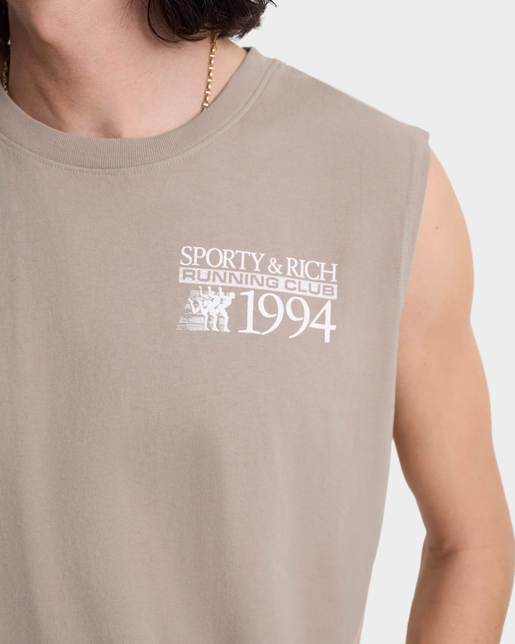 Finish Line Muscle Tee - Elephant/White