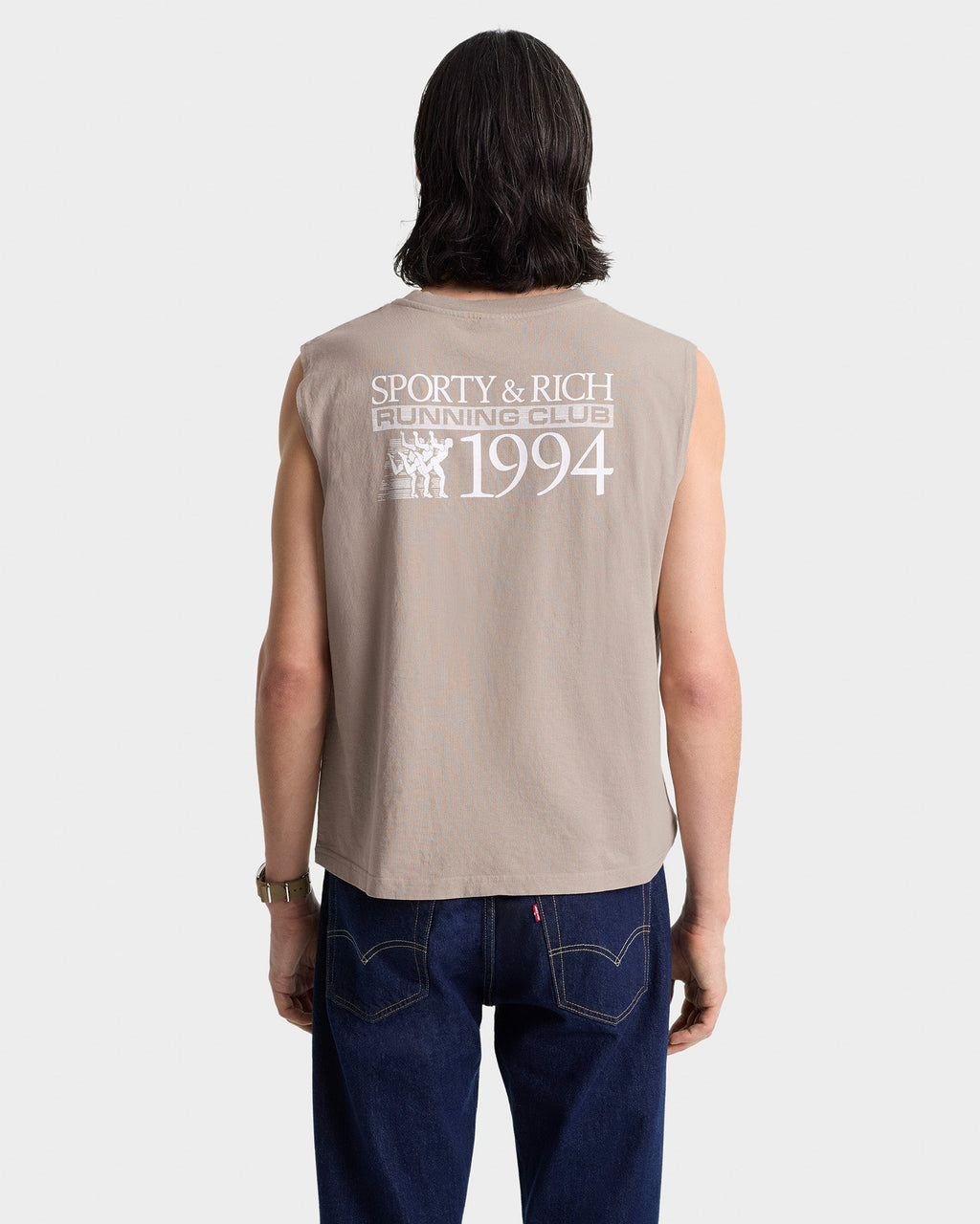 Finish Line Muscle Tee - Elephant/White