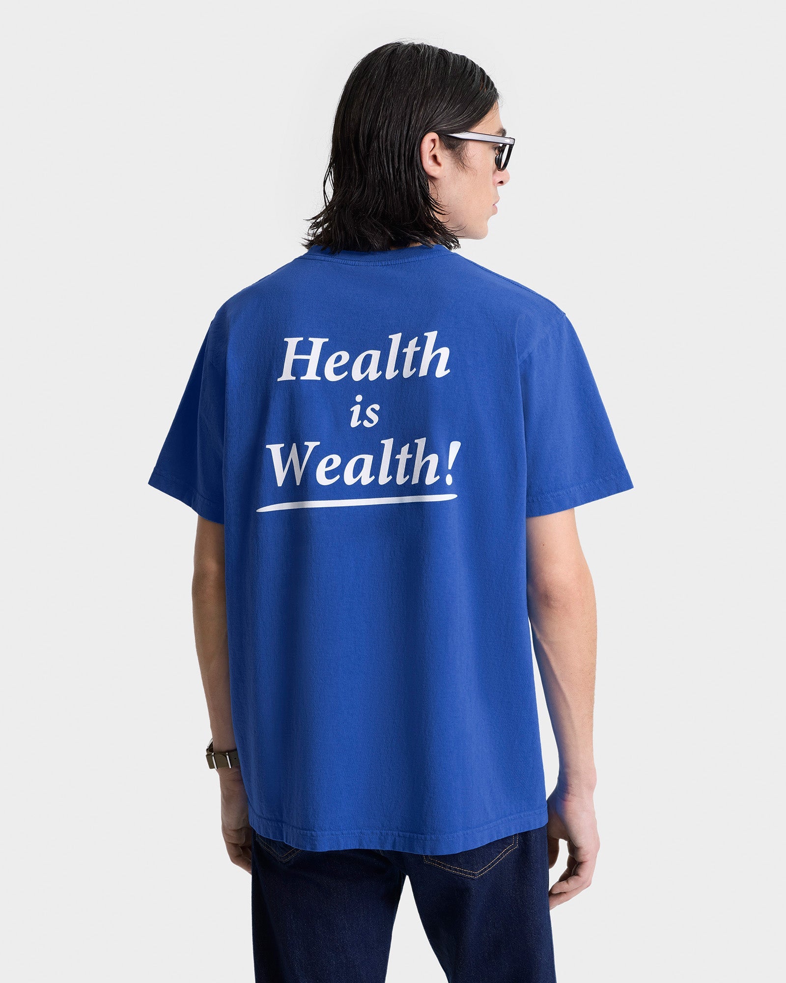 Health is Wealth T-Shirt - Team Blue/White