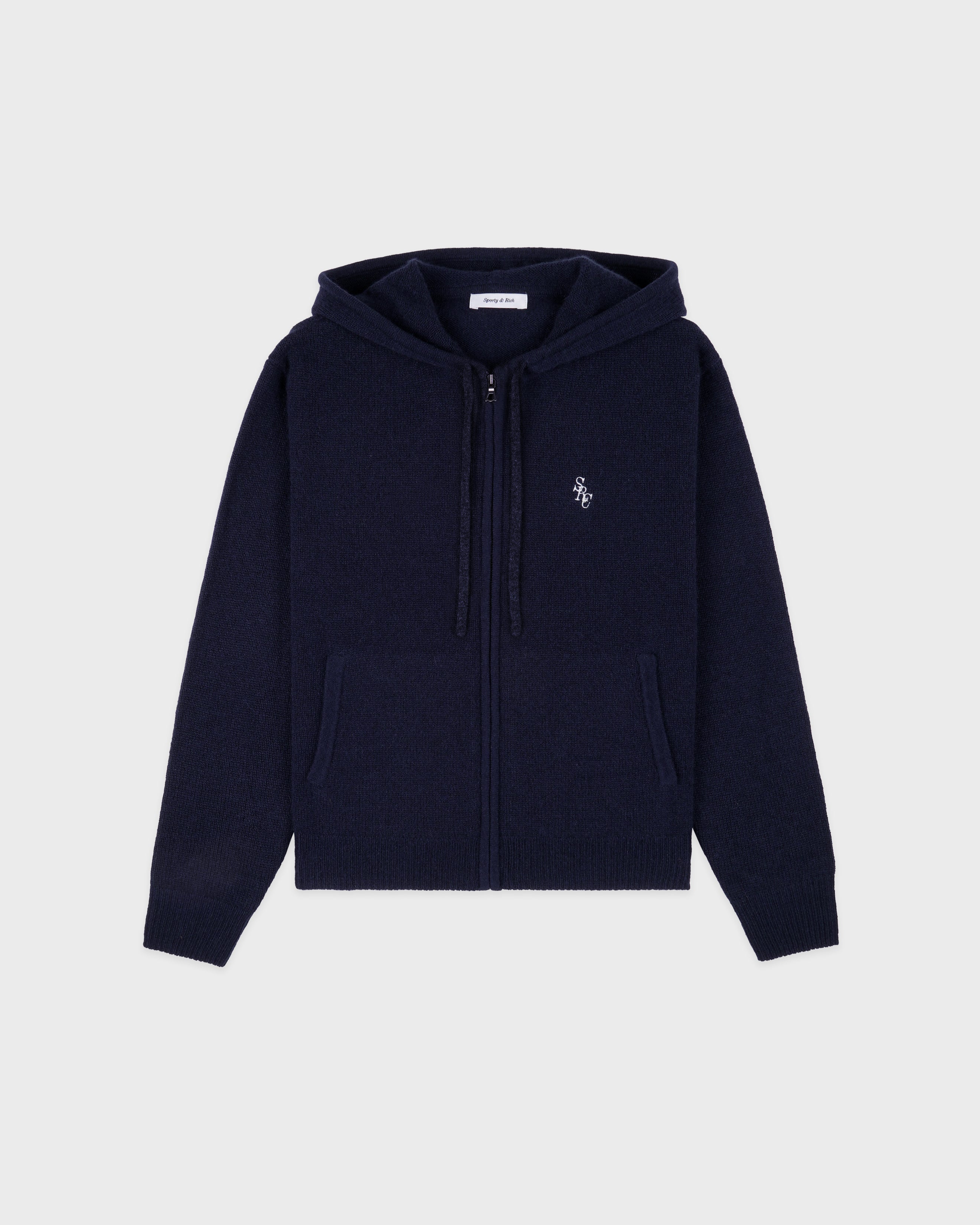 SRC Cashmere Zip Hoodie - Navy/White