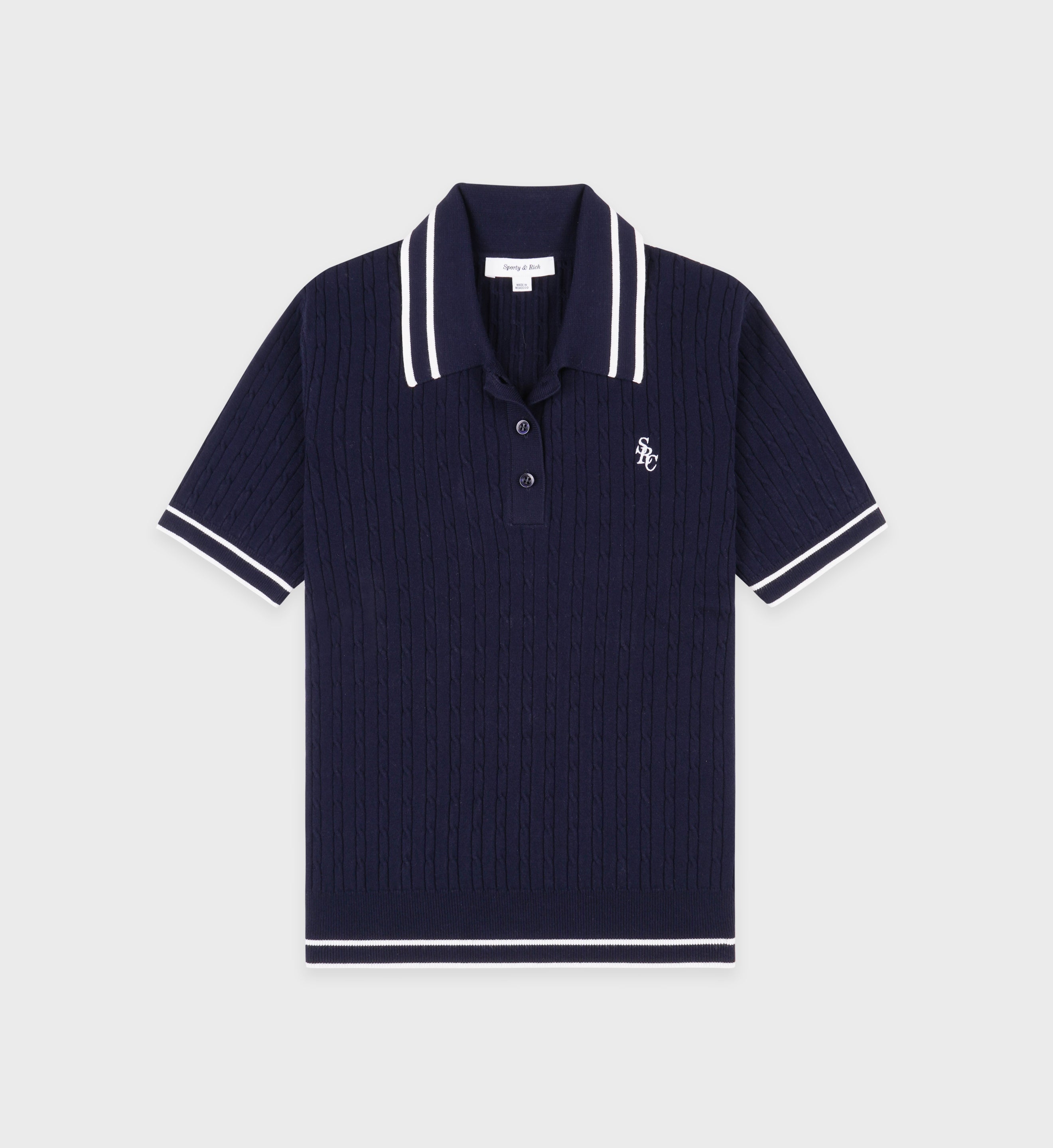 SRC Mini Cable Polo - Navy/White