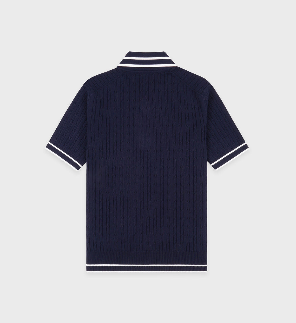 SRC Mini Cable Polo - Navy/White