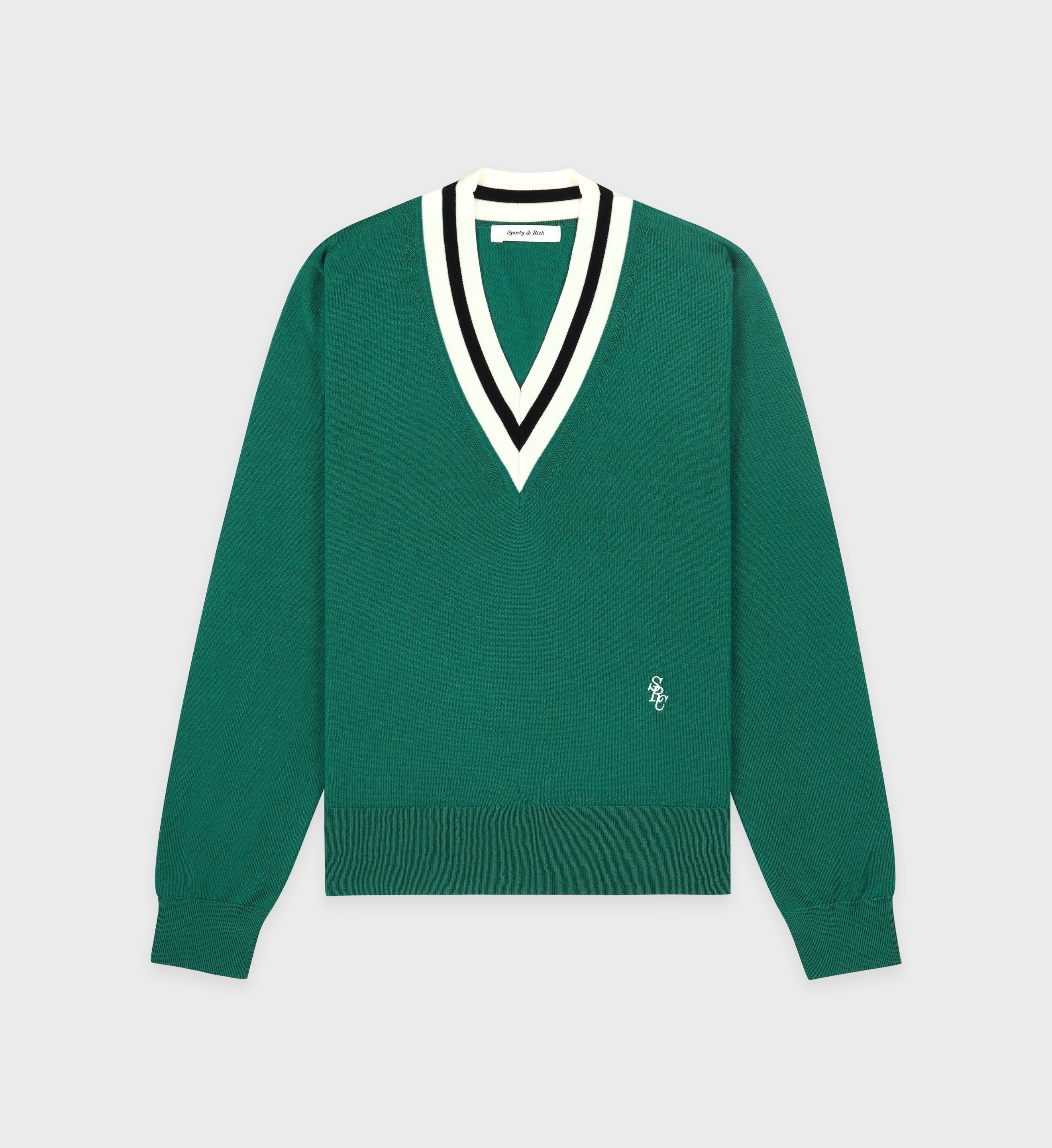 SRC Minimalist V-Neck Sweater - Alpine/Navy/Off White