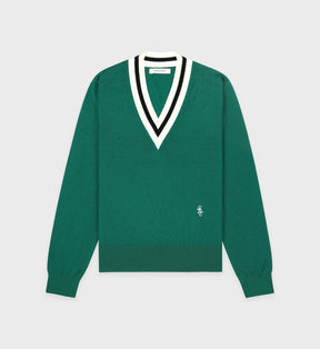 SRC Minimalist V-Neck Sweater - Alpine/Navy/Off White