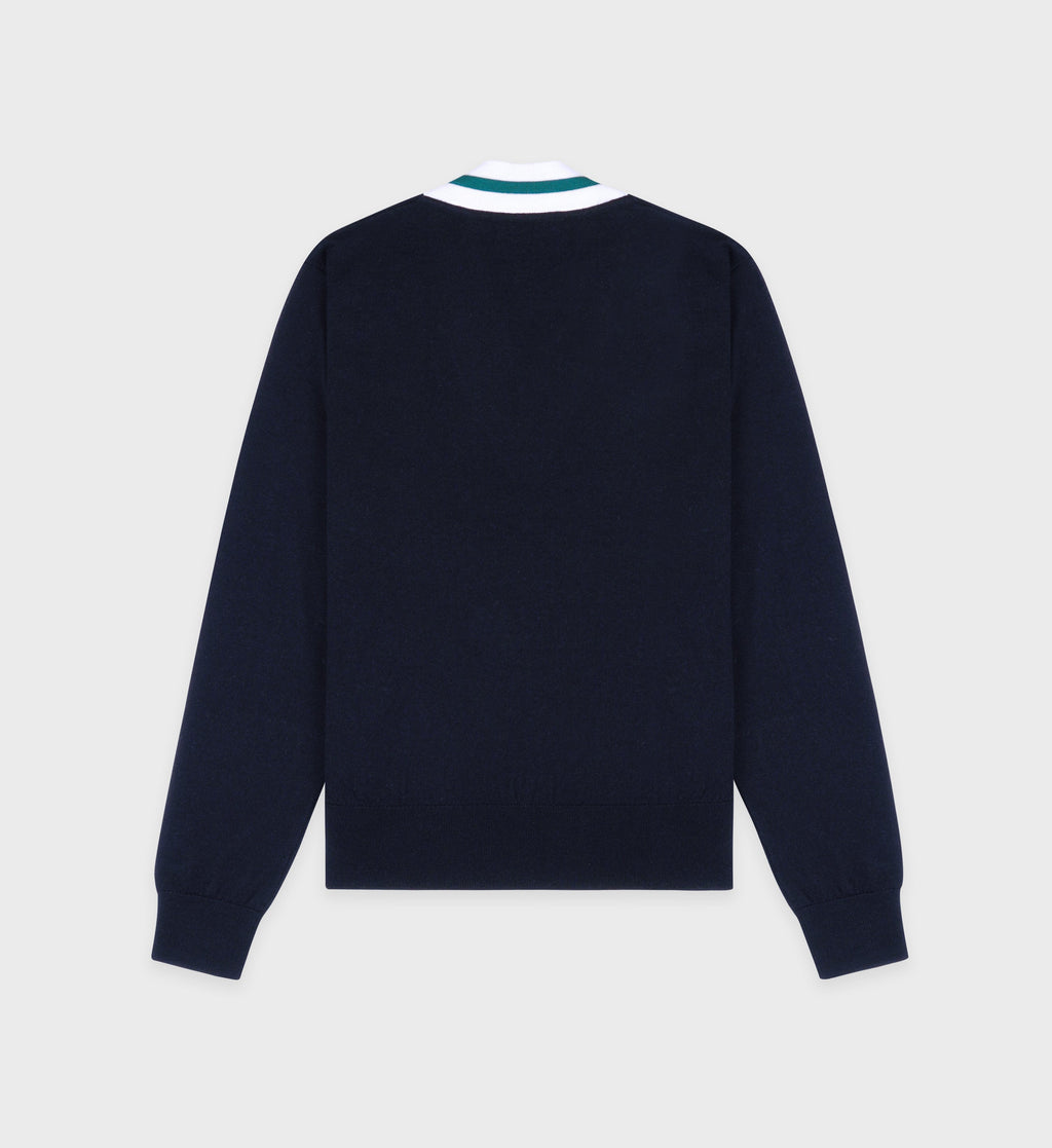 SRC Minimalist V-Neck Sweater - Navy/Off White/Alpine