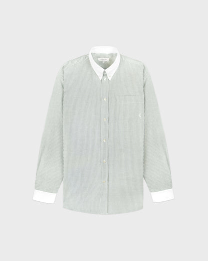 SRC Oversized Oxford Shirt - Forest striped