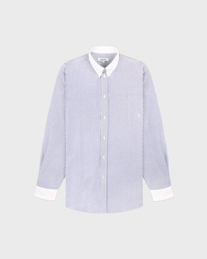 SRC Oversized Oxford Shirt - Navy Stripe