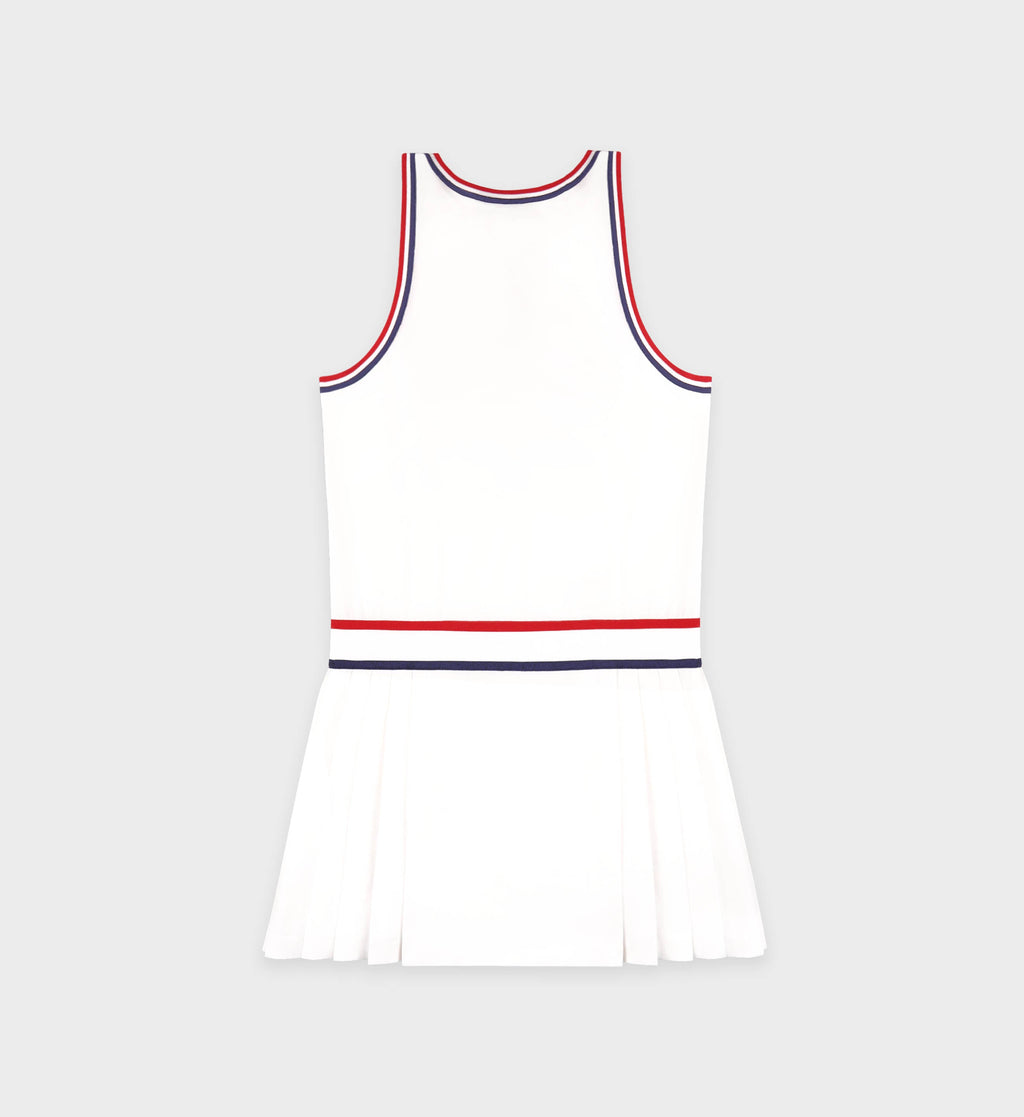 SRC Phoebe Dress - White/Navy/Fire red