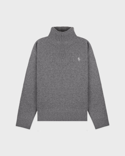 SRC Wool Turtleneck - Light Grey/Navy