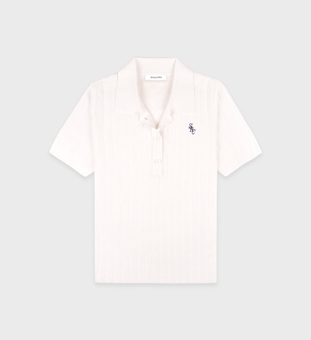 SRC Ribbed Polo - Ecru/Navy