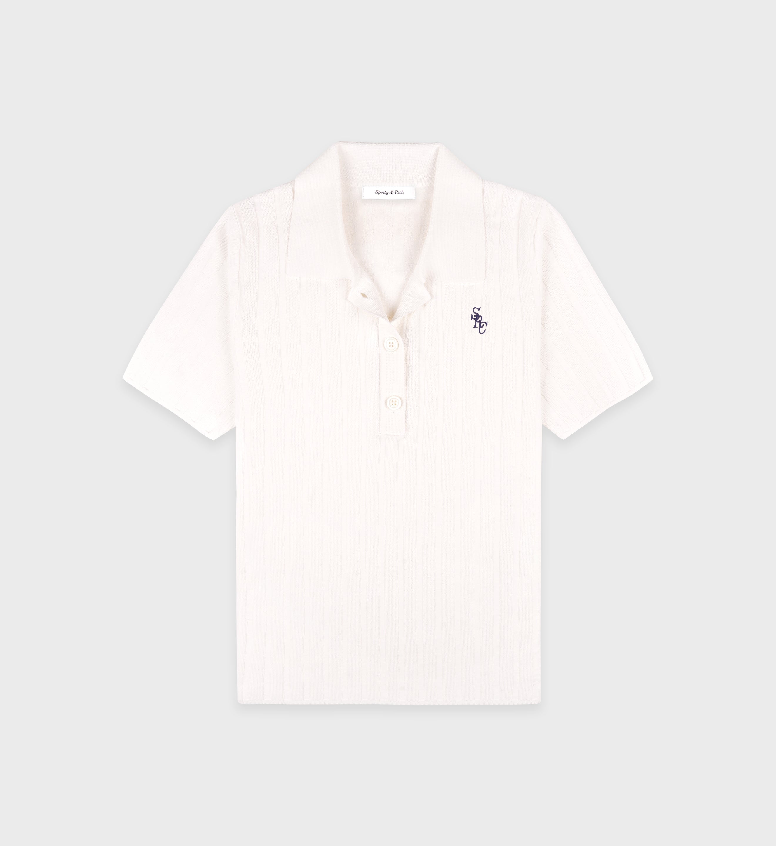 SRC Ribbed Polo - Ecru/Navy