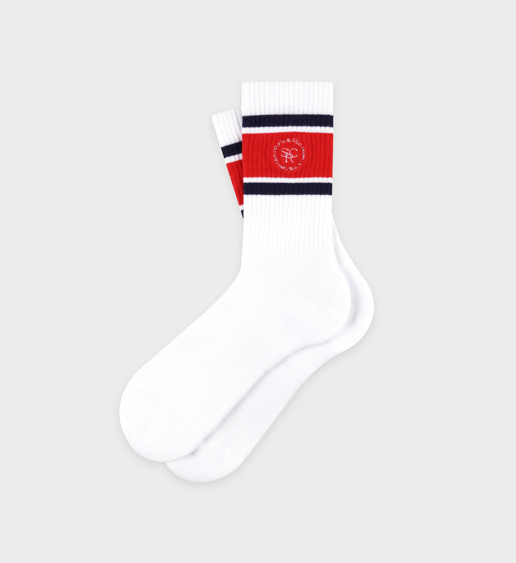 SRHWC Roller Socks - White/Navy/Ruby