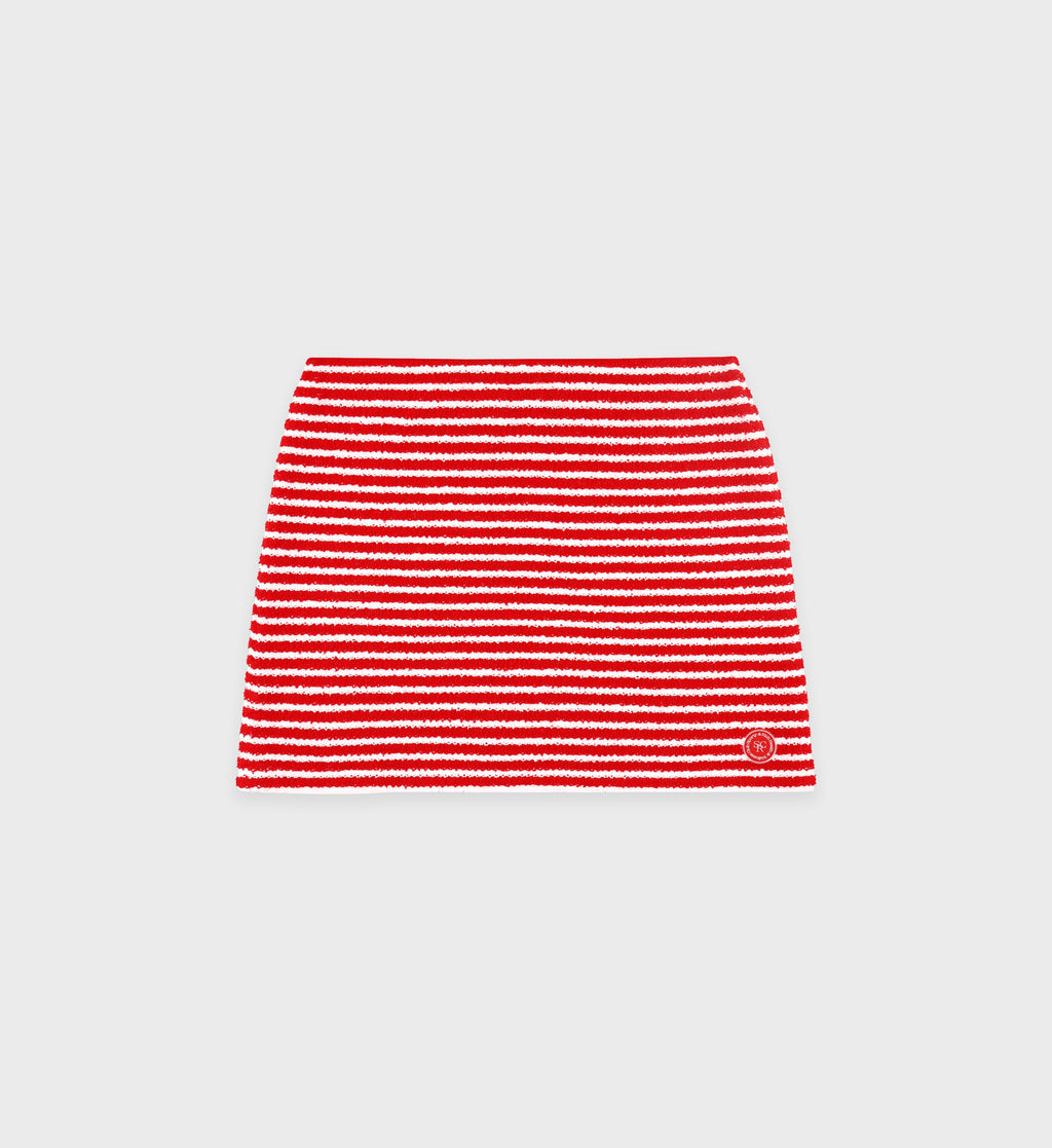 SRHWC Striped Terry Skirt - Fire Red Stripes