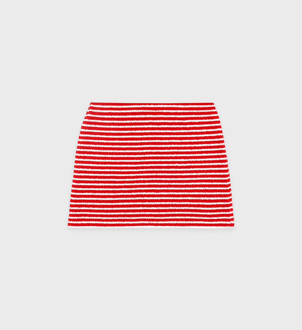 SRHWC Striped Terry Skirt - Fire Red Stripes