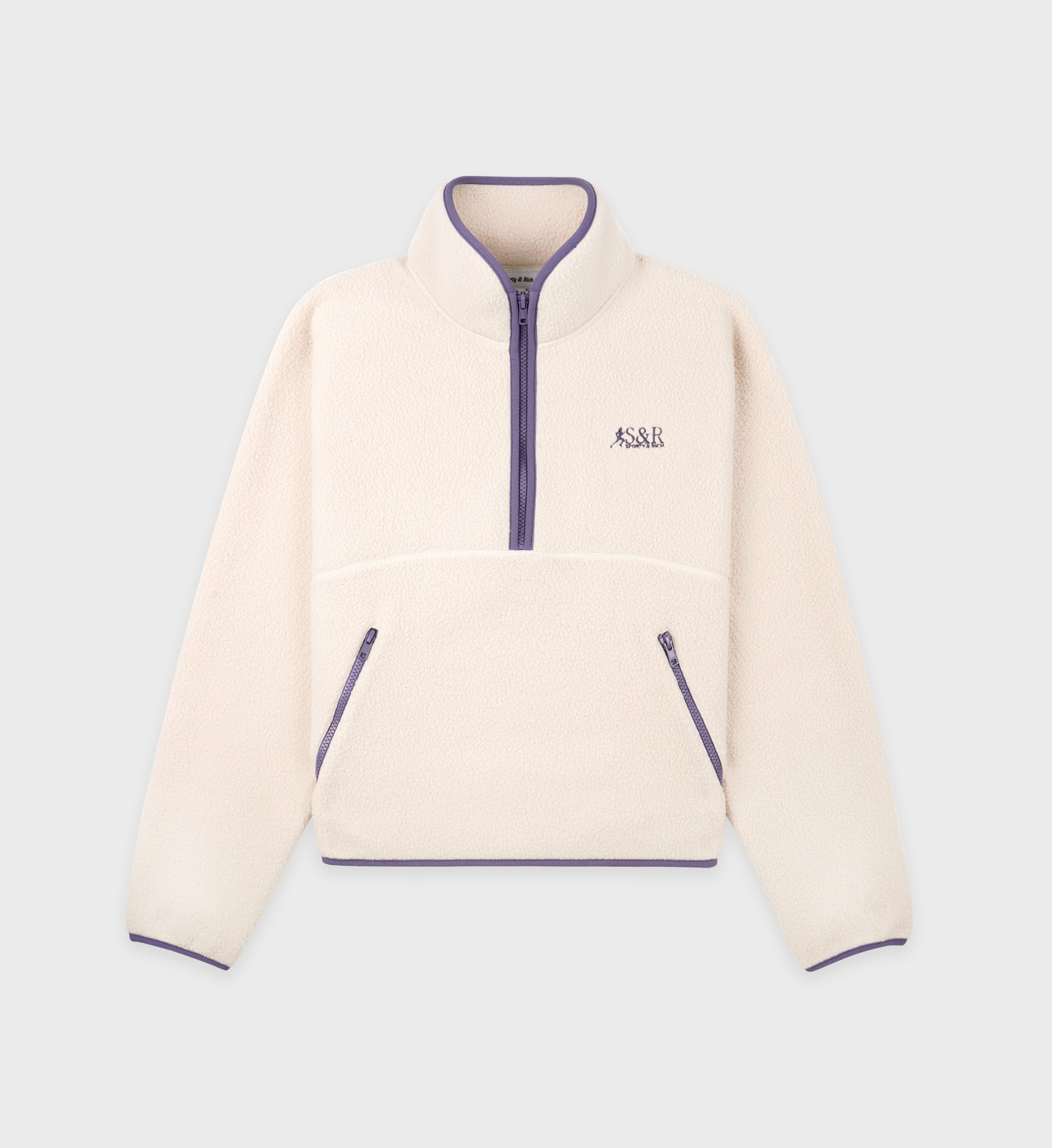 SR Runner Sherpa Quarter Zip - Cream/Dustry Grape