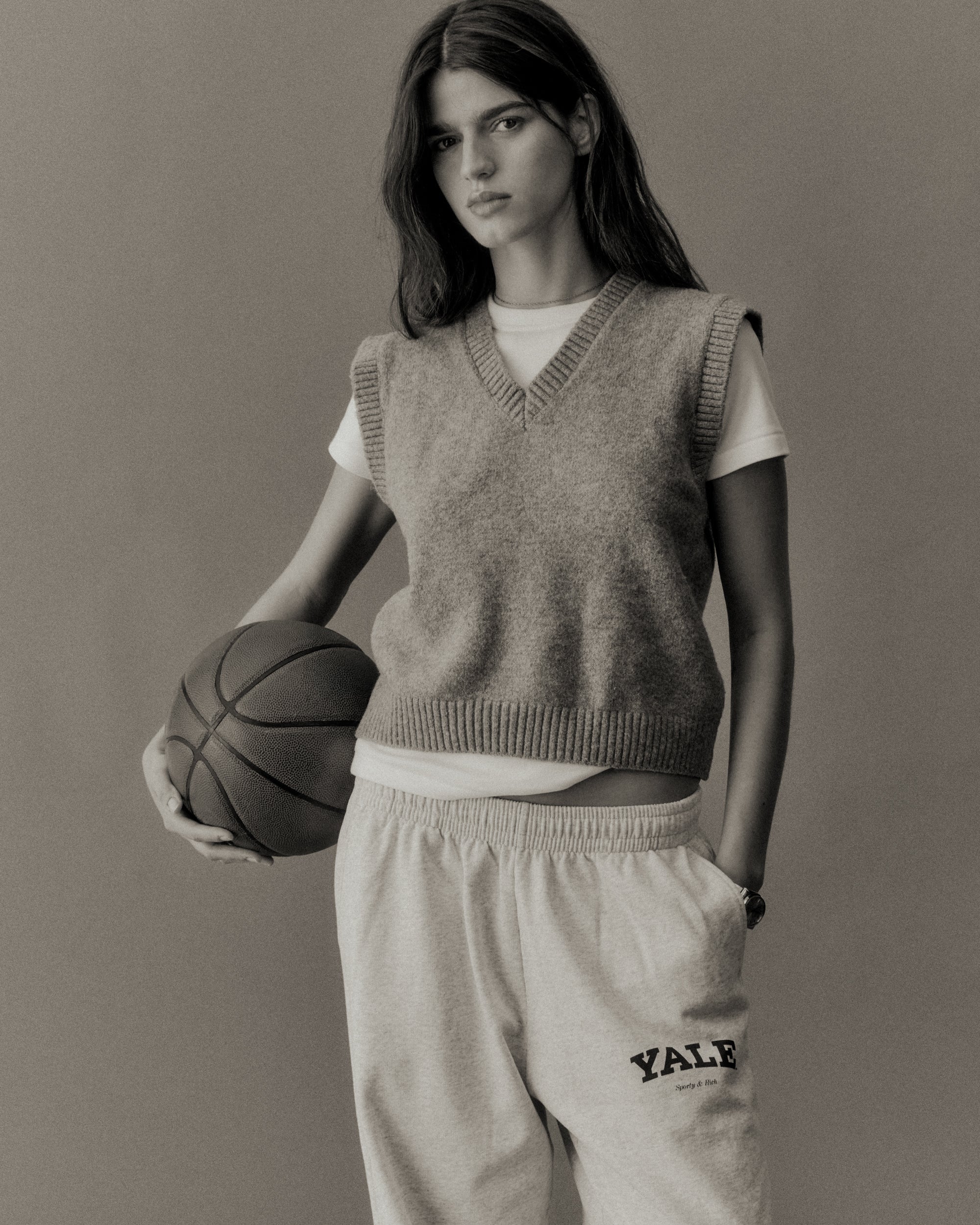 Yale Classic Wide Sweatpant - Heather Gray/Navy