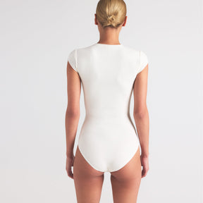 COTTON JERSEY T-SHIRT BRIEF BODYSUIT | MARBLE