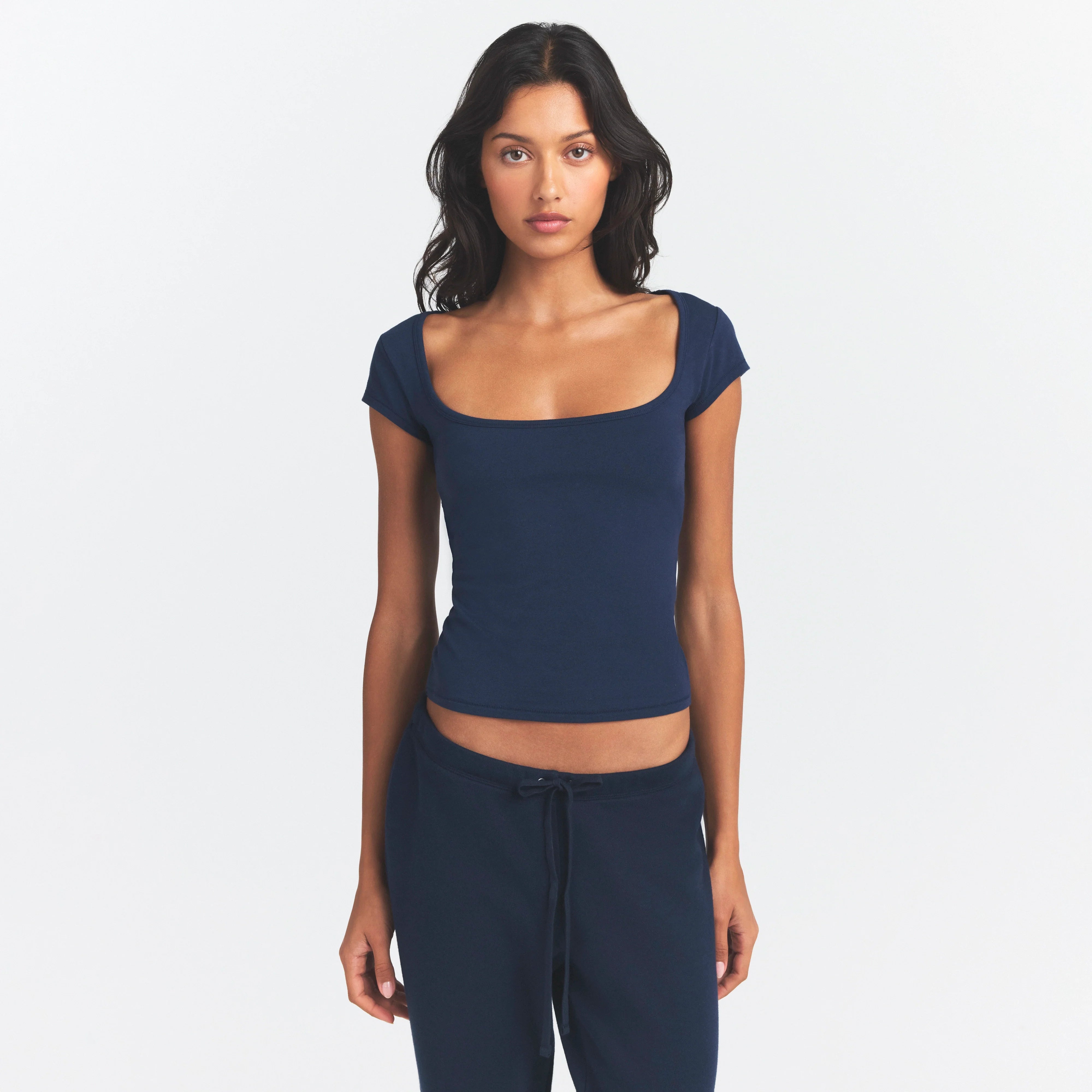 Cotton Jersey Scoop Neck T-shirt