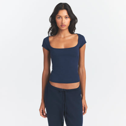 Cotton Jersey Scoop Neck T-shirt