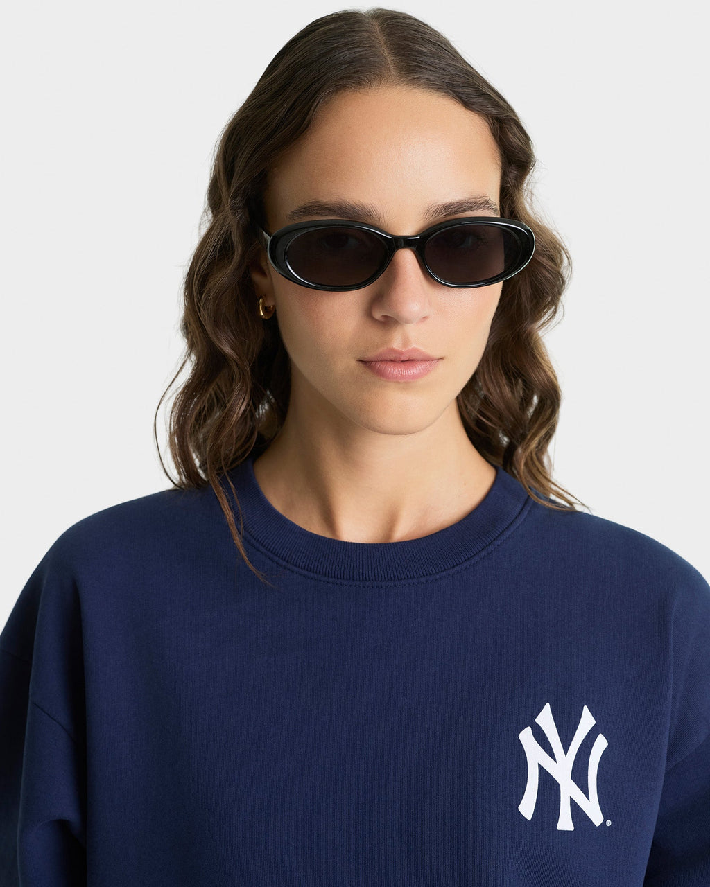 Yankees Serif Crewneck - Navy/White