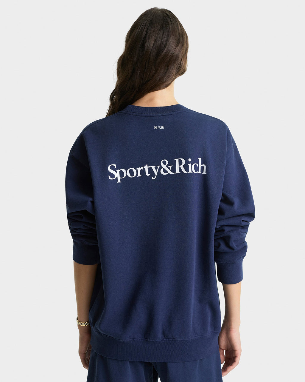 Yankees Serif Crewneck - Navy/White