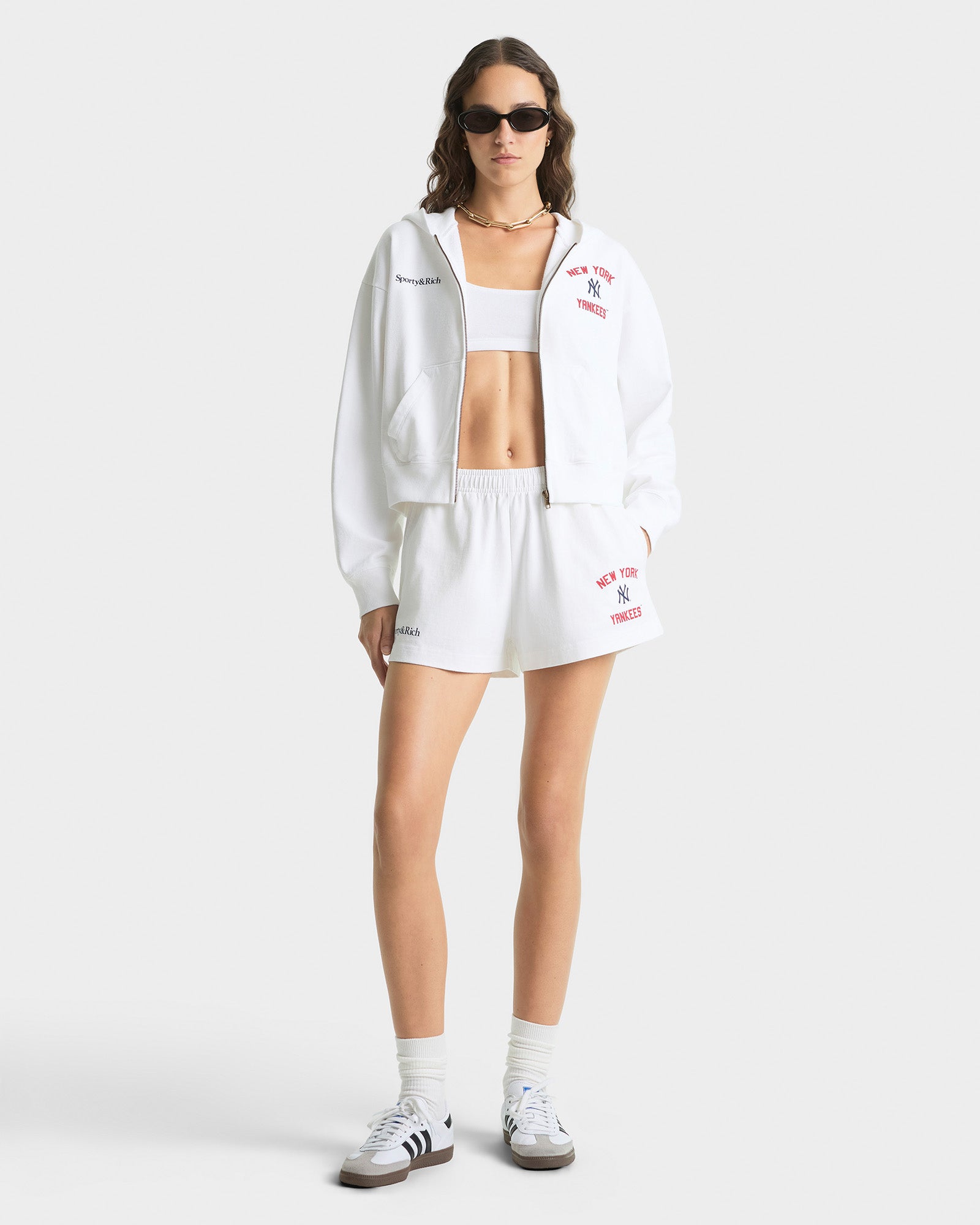 Homerun Cropped Zip Hoodie - White