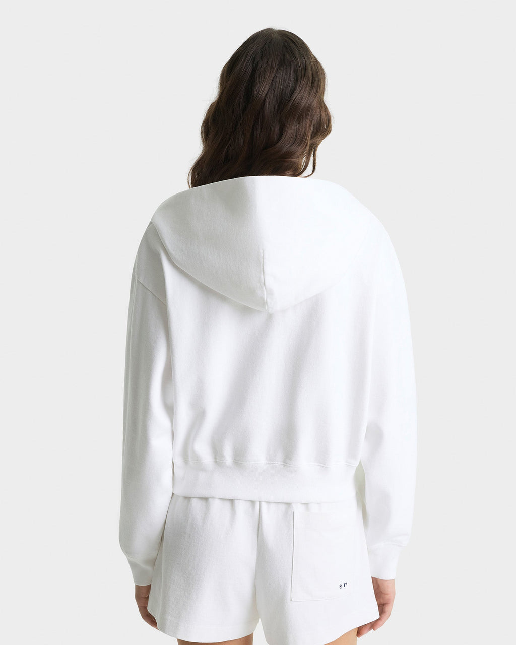 Homerun Cropped Zip Hoodie - White