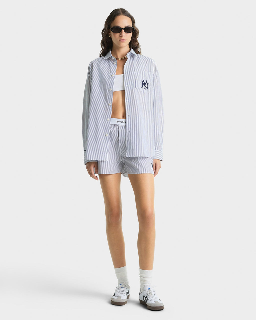 Yankees Serif Oversized Shirt - Navy Striped