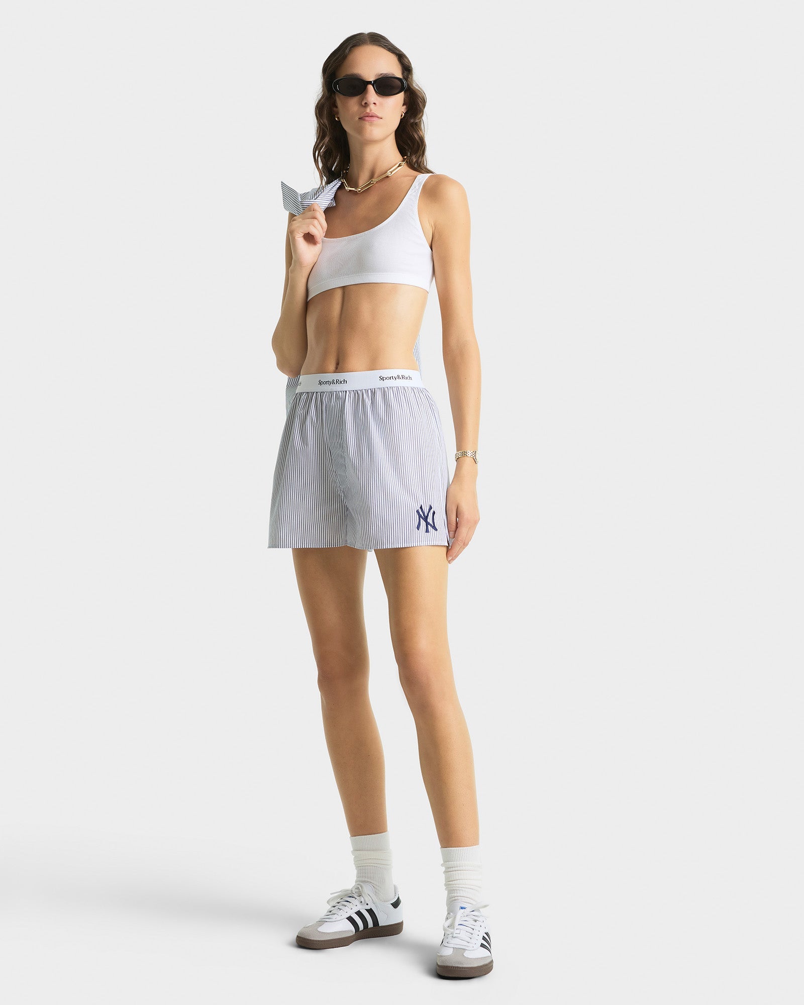 Yankees Serif Boxer Short - Navy Striped
