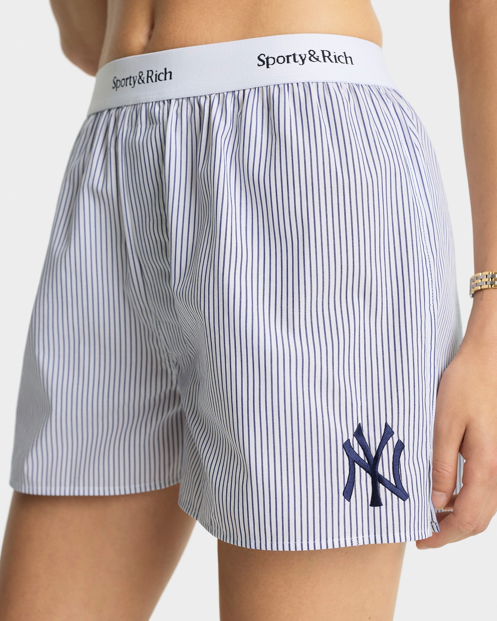 Yankees Serif Boxer Short - Navy Striped