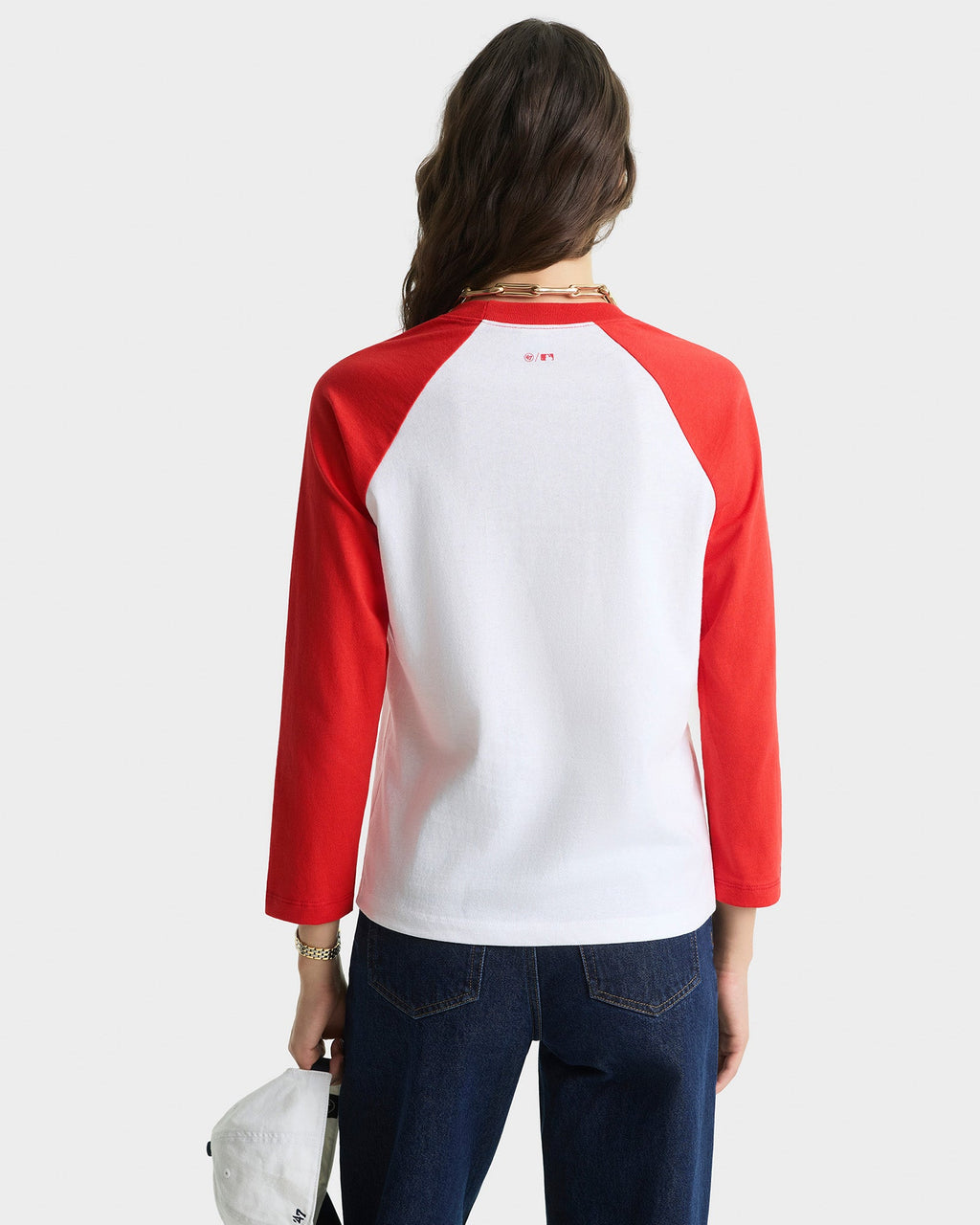 Yankees Serif Baseball Tee - White/Red