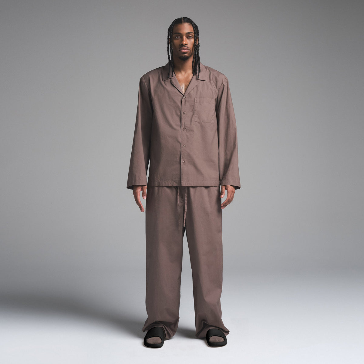 COTTON POPLIN MENS LONG SLEEP SET | UMBER