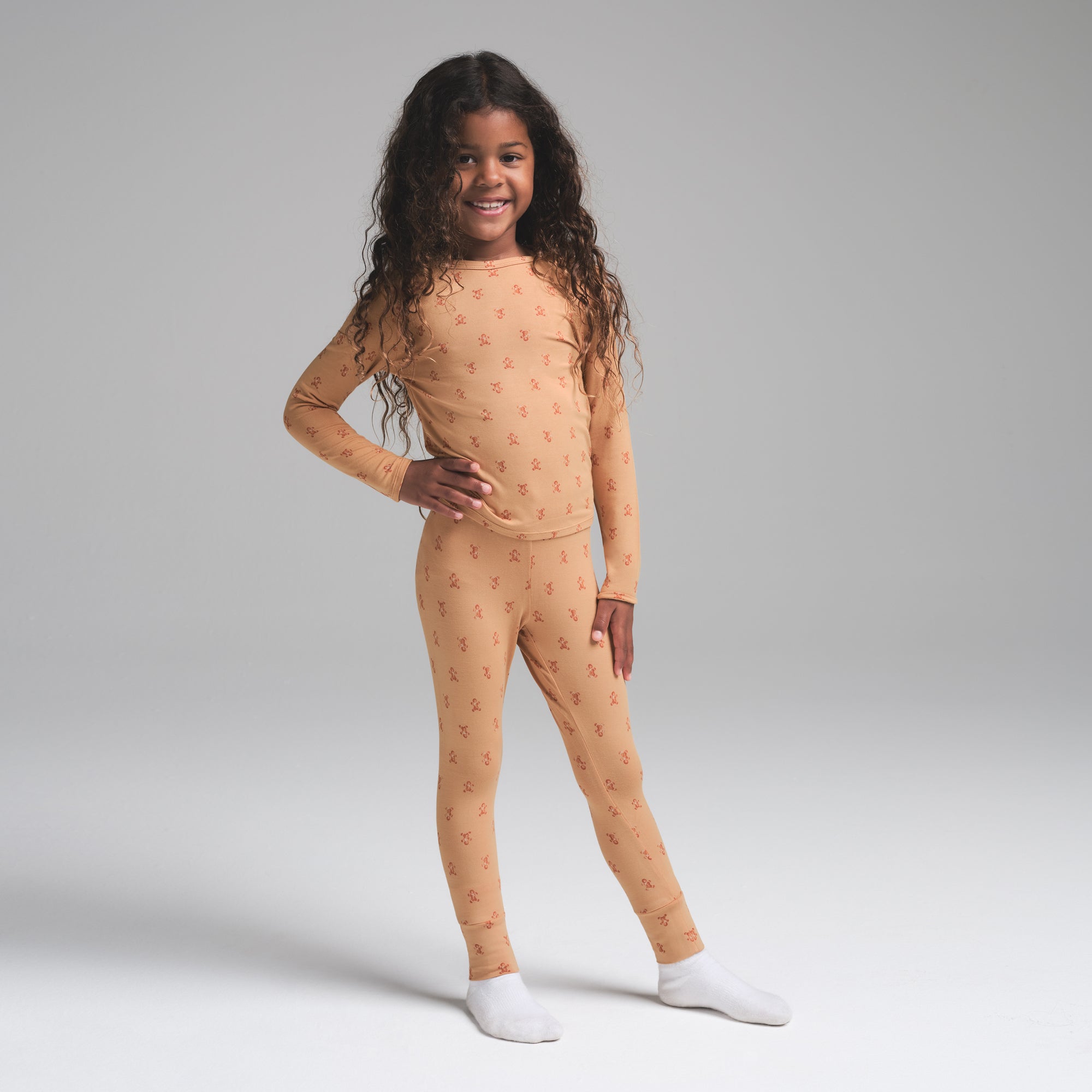 SKIMS SLEEP KIDS SLEEP SET | CARAMEL GINGERBREAD PRINT