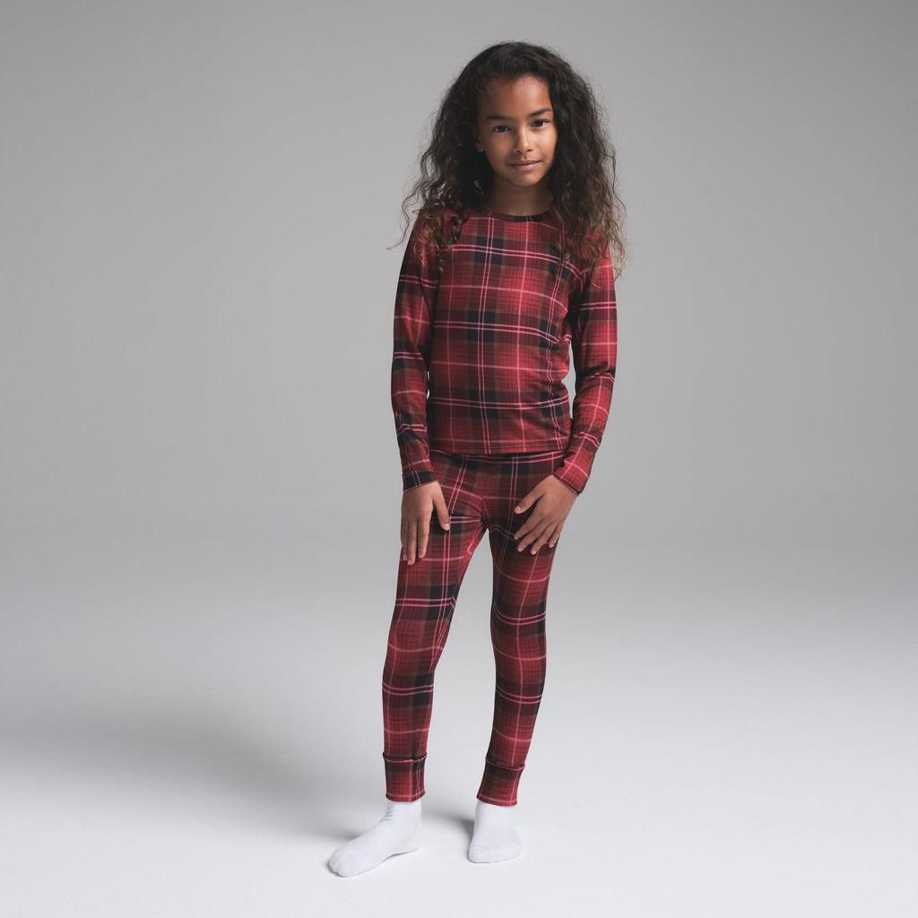 SKIMS SLEEP KIDS SLEEP SET | CRANBERRY PLAID