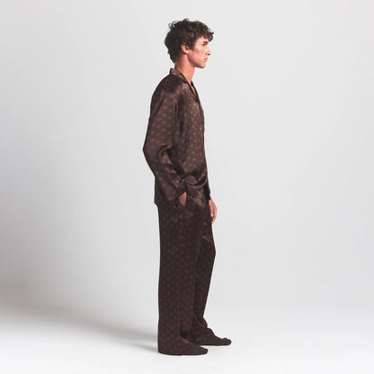 SATEEN SLEEP MENS LONG SLEEP SET | COCOA HEART HALFDROP
