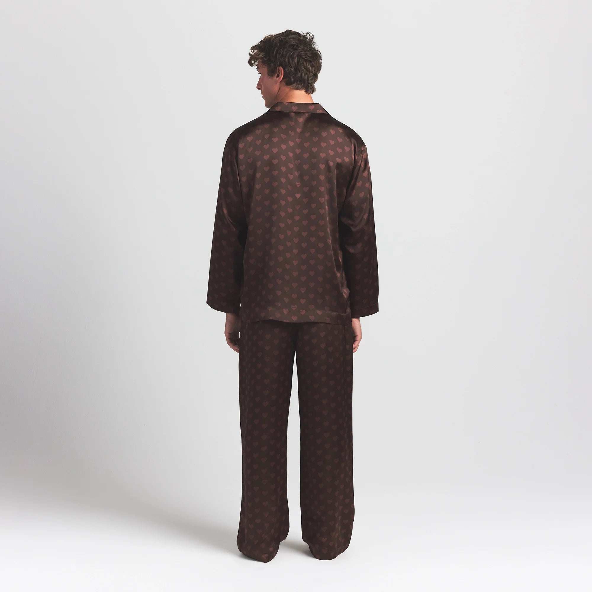 SATEEN SLEEP MENS LONG SLEEP SET | COCOA HEART HALFDROP