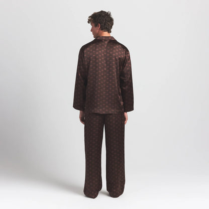 SATEEN SLEEP MENS LONG SLEEP SET | COCOA HEART HALFDROP