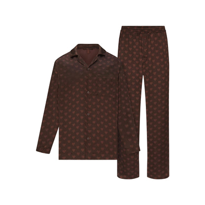 SATEEN SLEEP MENS LONG SLEEP SET | COCOA HEART HALFDROP