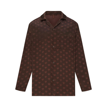 SATEEN SLEEP MENS LONG SLEEP SET | COCOA HEART HALFDROP