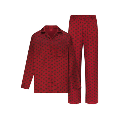 SATEEN SLEEP MENS LONG SLEEP SET | RED HEART HALFDROP