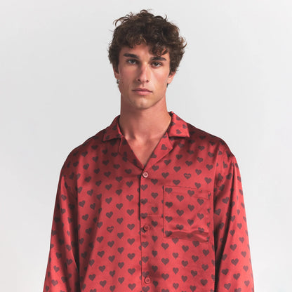 SATEEN SLEEP MENS LONG SLEEP SET | RED HEART HALFDROP