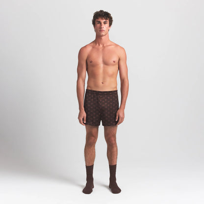 SATEEN SLEEP MENS 3" BOXER SHORT | COCOA HEART HALFDROP