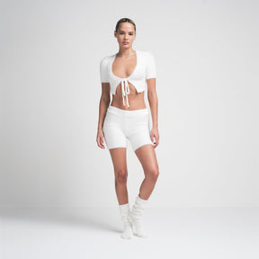 FUZZY KNITS CROP TOP AND SHORT SET | MARBLE