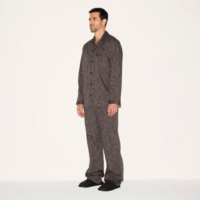 COTTON POPLIN MENS LONG SLEEP SET | ASH PAISLEY PRINT