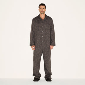 COTTON POPLIN MENS LONG SLEEP SET | ASH PAISLEY PRINT