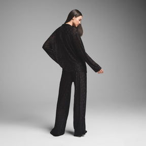SHEER VELVET LONG SLEEP SET | ONYX