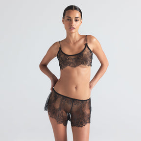 ULTRA FINE LACE BRALETTE AND SHORT SET | ONYX