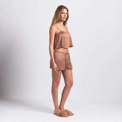 WOVEN SHINE CAMI AND SHORT SLEEP SET | SIENNA