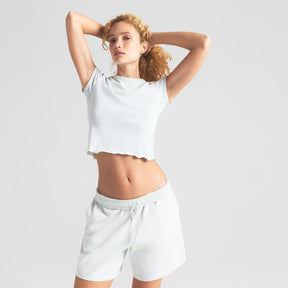 DROP NEEDLE POINTELLE BABY TEE | FROST