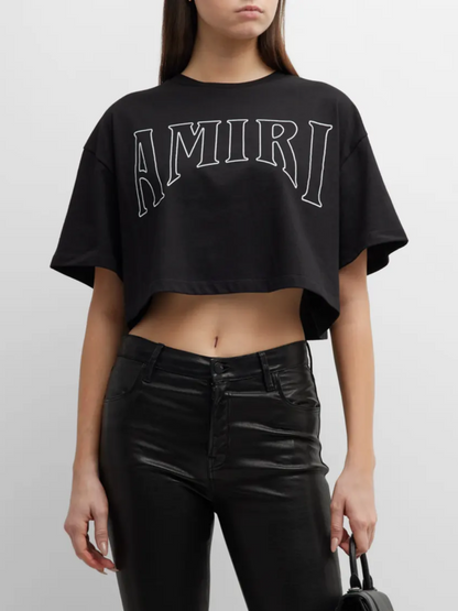 AMIRI WOMENS SUN CROPPED TEE BLACK